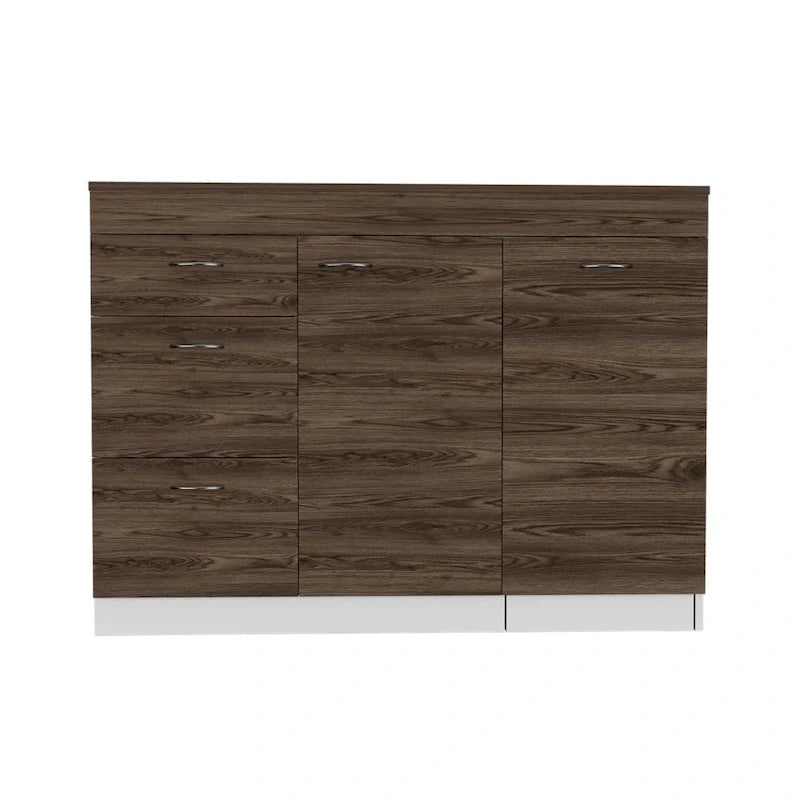 Kitchen Island for Kitchen, Dining Room, White / Dark Walnut