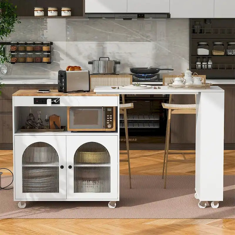 Rolling Kitchen Island With Extended Table,Kitchen Island on Wheels
