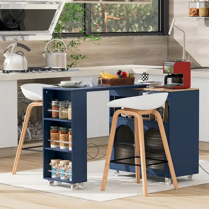 Rolling Kitchen Island With Extended Table,Kitchen Island on Wheels