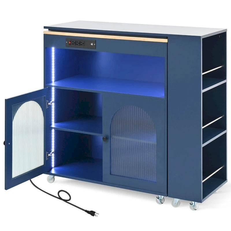 Rolling Kitchen Island With Extended Table,Kitchen Island on Wheels