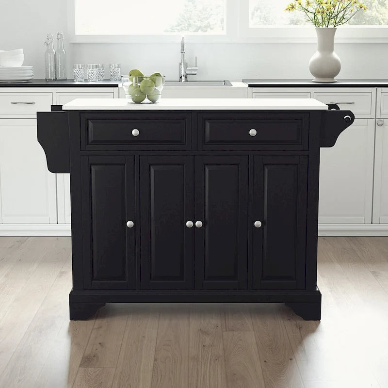 Lafayette 51.5" Full Size Kitchen Island with Stone Top, 3 Cabinets & 2 Drawers