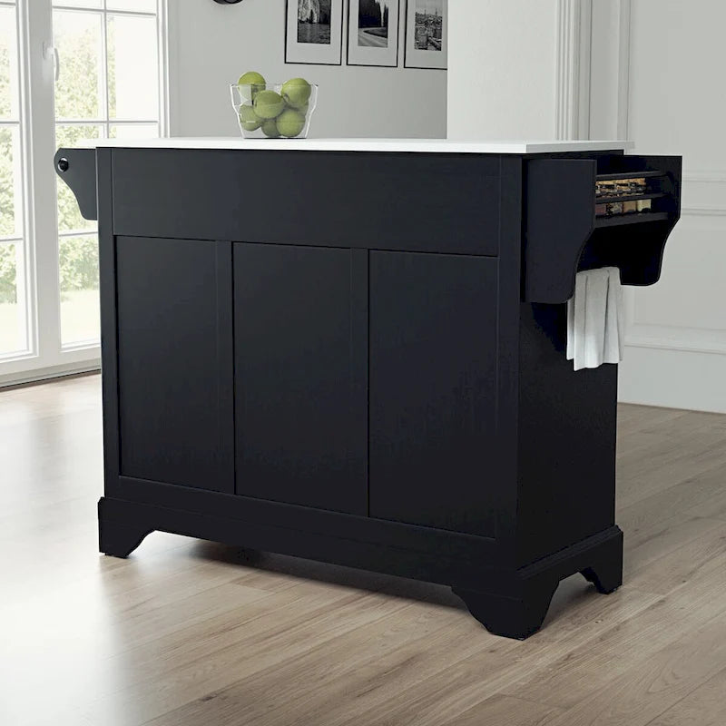 Lafayette 51.5" Full Size Kitchen Island with Stone Top, 3 Cabinets & 2 Drawers