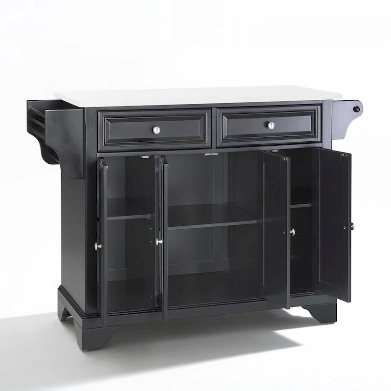 Lafayette 51.5" Full Size Kitchen Island with Stone Top, 3 Cabinets & 2 Drawers