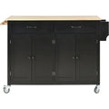 Kitchen Island Cart with Solid Wood Top, Locking Wheels, Spice & Towel Rack
