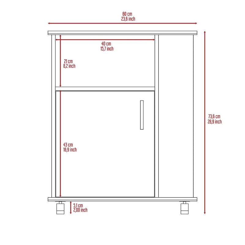 Kit Lower Microwave Cabinet, Single Door, Three Side Shelves-Black