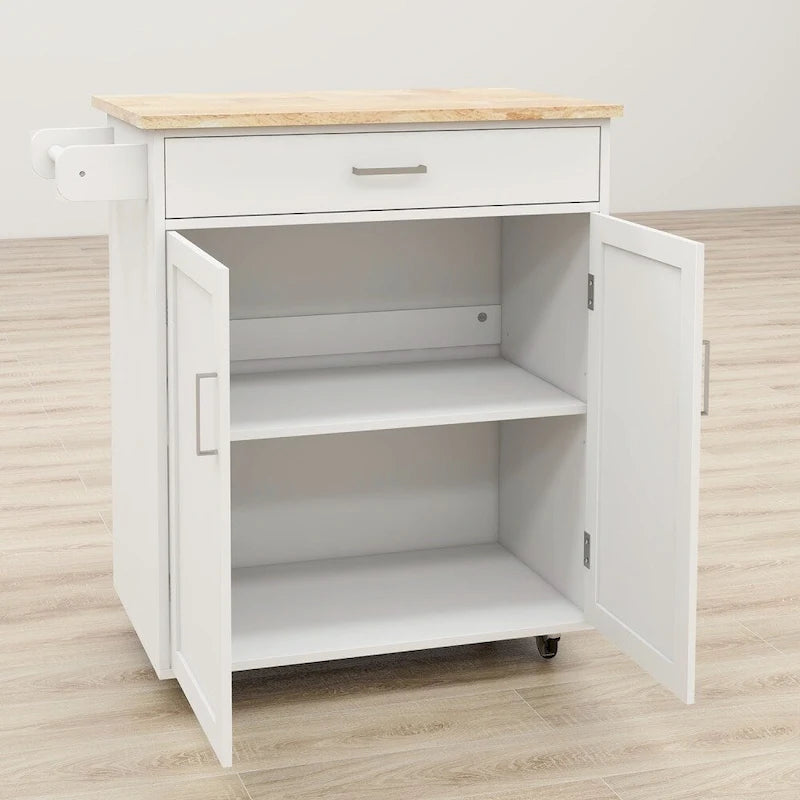 Kitchen Rolling Trolley Cart with Adjustable Shelves and Towel Rack