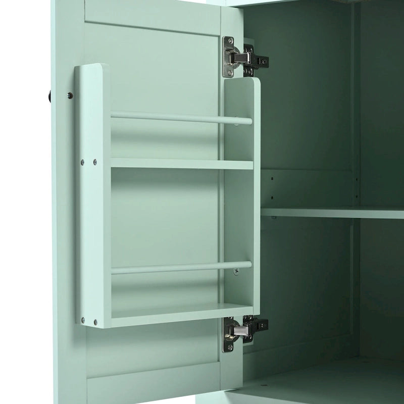 Kitchen Cart with Rubber wood Drop-Leaf Countertop ,Kitchen Island on 5 Wheels with Storage Cabinet and 3 Drawers